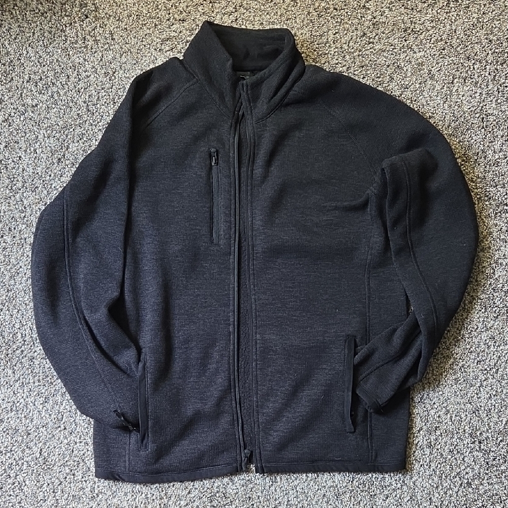 Storm Black Zip Up Sweater with Stand-Up Collar
